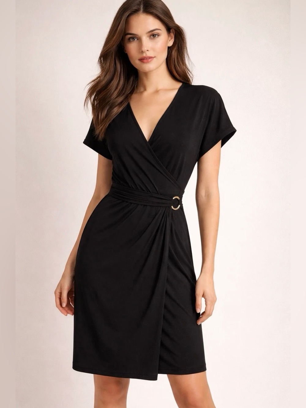 NWT Michael Kors Midi Dress Summer Dress Black Fuax Wrap Dress Size Small Work